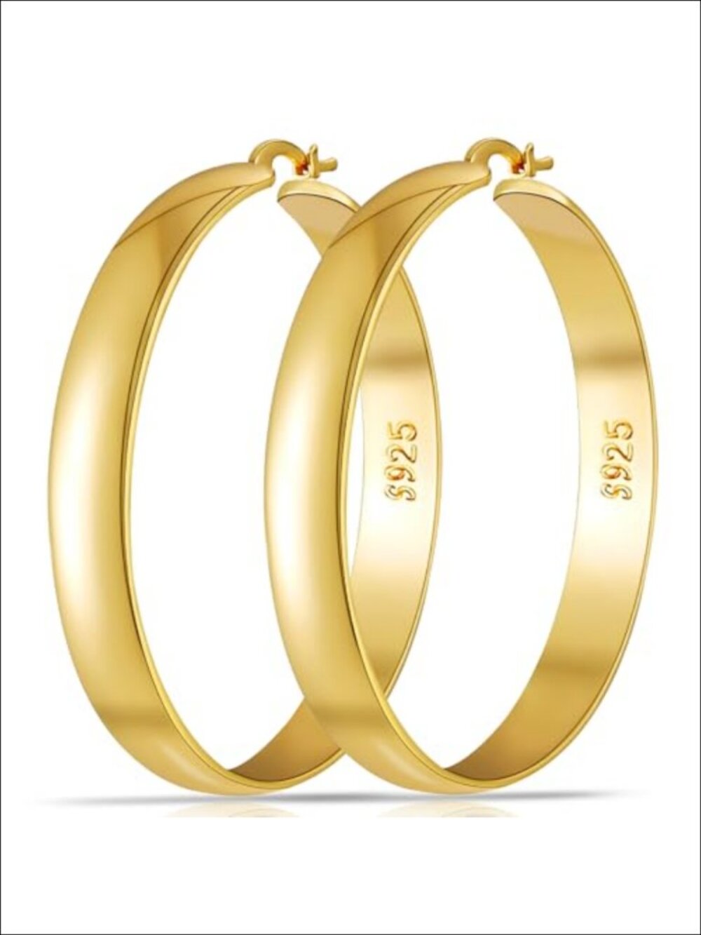 14K Gold Plated Sterling Silver Chunky Hoop Earrings Hypoallergenic